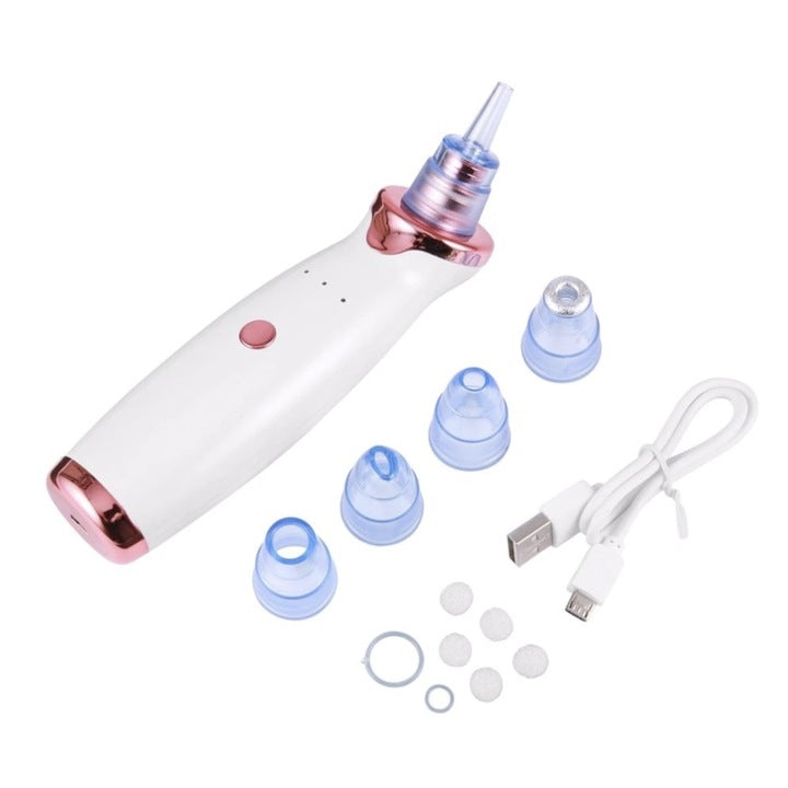 Aspirator Profesional pentru Puncte Negre – 5 Capete, Putere Mare de Absorbție, Încărcare USB, Curățare Ten & Eliminare Acnee