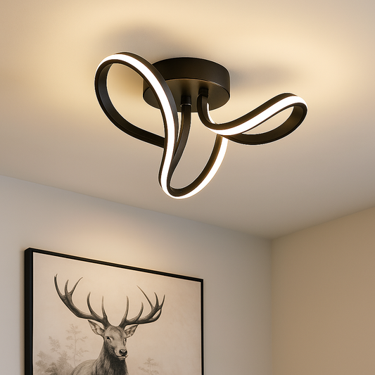 Lustră LED Premium 3 Funcții – Design Spirală Modernă, 30W, Lumină Reglabilă, Negru Elegant